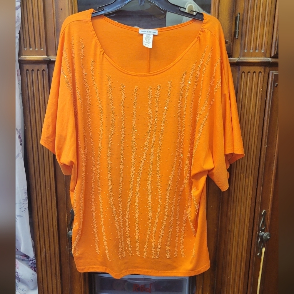 Bleeker & McDougal Orange Embellished Women's Top 1X